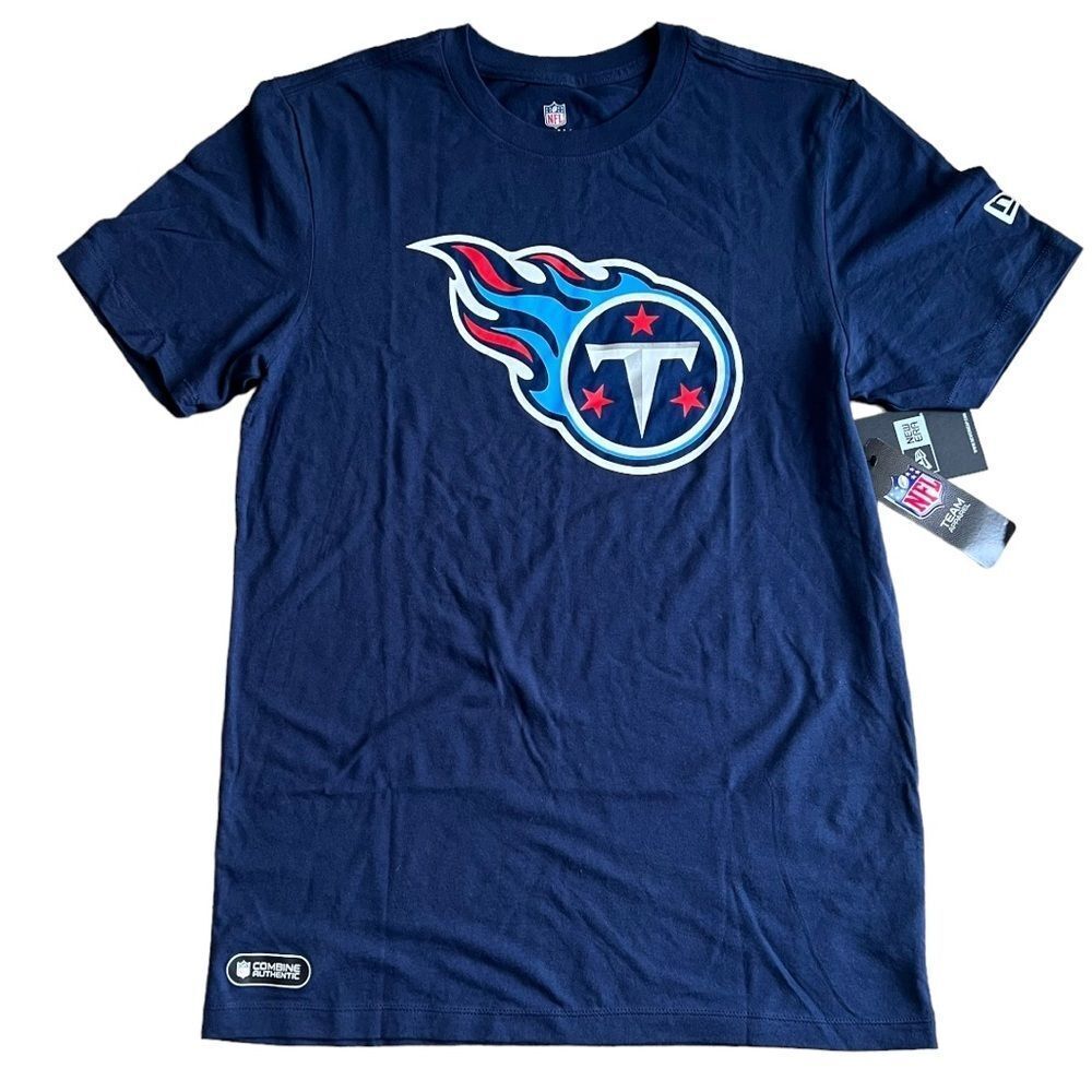 NWT New Era Tennessee Titans T Shirt Mens Small Blue NFL Combine Authentic